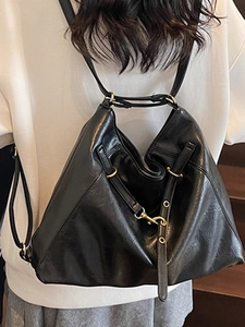 Sac à dos et cabas vintage en similicuir noir pour femme avec design souple chic