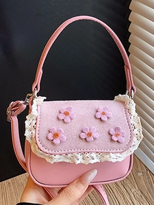 Mini Sac à Bandoulière pour Femmes en Cuir PU Avec Décoration Florale en Dentelle Petit Sac à Main Carré pour Été