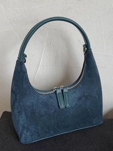 Women Suede Texture PU Crescent Underarm Bag Minimalist Hobo Handbag Retro Single Shoulder Bag With Zipper Daily Fashion Accessory