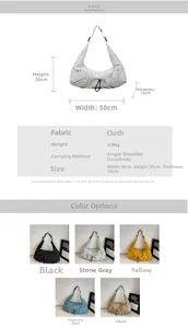 Detailed size specifications for the large crescent crossbody bag with 5 color options