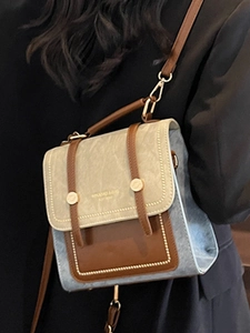 Retro contrast color crossbody bag with Mikano logo strap for women in 2025 style