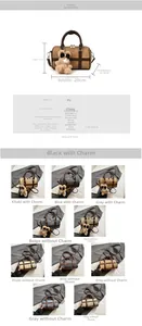 Especificaciones detalladas de tamaño del bolso Boston de 20 cm con colgante desmontable