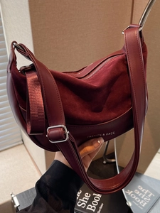 Borsa a Spalla da Donna Vintage in Pelle PU e Scamosciato Patchwork Mezzaluna Dumpling Borsa a Tracolla Moda Quotidiana