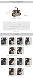 Detailed size chart and multi-color matrix for the PU leather crossbody bucket bag