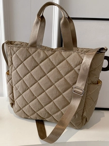Borsa a Spalla Trapuntata Donna Grande Capacità Borsa Tote Casual in Poliestere Con Tasche Laterali Per Scuola Viaggi Lavoro