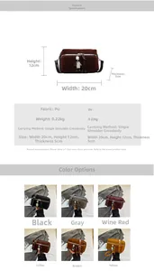 Guide des tailles et options de couleurs pour ce sac bandoulière vintage en suède