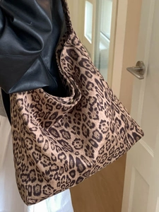 Borsa tote leopardata rétro da donna, borsa a spalla capiente per il pendolarismo quotidiano
