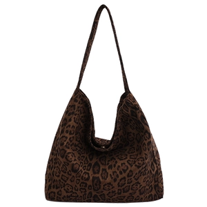 Grande borsa shopping retrò con stampa leopardata e chiusura magnetica per il lavoro