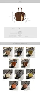 Size chart for the woven crossbody bag showing dimensions 22x17.5x10cm and PU material
