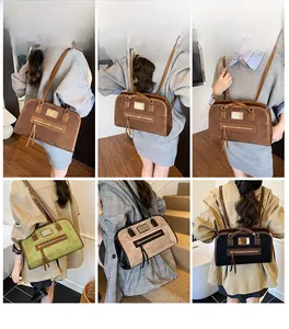 Detailed grid view showing various color options for the vintage leather shoulder bag