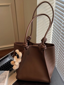 Women High Capacity Commuter PU Leather Tote Bag Large Korean Style Casual Shoulder Bag Solid Color Elegant Daily Handbag