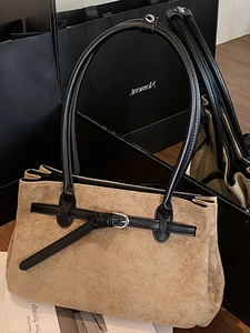 Borsa Tote in Similpelle Scamosciata Vintage per Donna Borsa a Tracolla di Grande Capacità Con Ciondolo in Perle di Legno Borsa da Pendolare Minimalista Retro