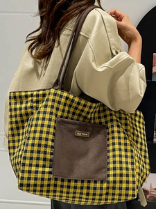 Fashionable leopard print canvas tote bag with brown pocket for women commuting