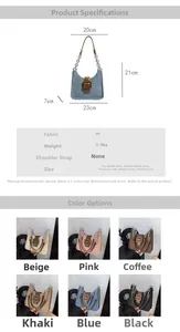Spécifications détaillées des dimensions pour ce sac à main tendance aux couleurs contrastées