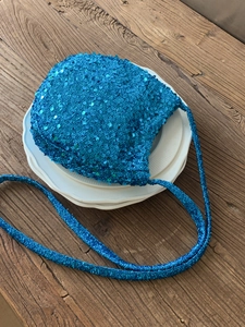 Funkelnde blaue Pailletten-Beuteltasche mit Kordelzug im modischen koreanischen Stil