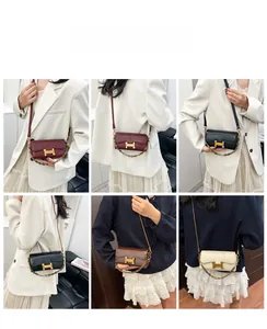 Collage de sacs à main en cuir avec boucle en H dorée et bandoulière chaîne multi-couleurs
