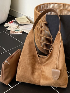 Sac Fourre-tout Vintage en Suédine Grande Capacité pour Femmes Sac à Épaule Rétro Style Maillard Minimaliste Fourre-tout Hobo