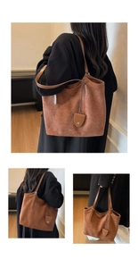 Détails du grand sac cabas vintage marron avec bandoulières réglables et texture mate élégante