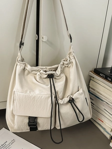 Large Capacity Drawstring Bucket Bag For Women 2025 New Japanese Ins Style Casual Crossbody Bag Urban Utility Shoulder Bag