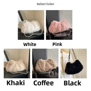 Collage de sacs seau en peluche disponibles en blanc, rose, kaki, café et noir pour femmes