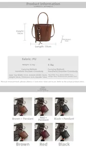 Detailed size chart for large capacity woven bucket bag with dimensions 19cm x 18cm x 9cm