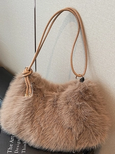Sac à Épaule en Fausse Fourrure pour Femmes Sac Sous le Bras en Peluche Grande Capacité Automne Hiver Sac à Main Fourre-tout