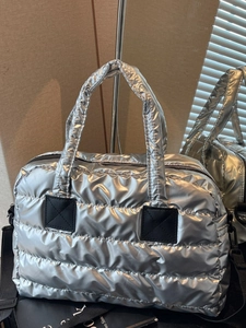 Sac Cabas Puffer Métallique pour Femme Sac à Épaule Matelassé Grande Capacité Sac à Main Décontracté Brillant Sac Bandoulière