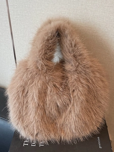 Sac à Main en Peluche pour Femmes Grande Capacité Couleur Unie Automne Hiver Décontracté Mode Fuzzy Tote