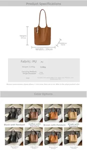 Detailed size chart and multi-color options for woven texture tote bag with dimensions