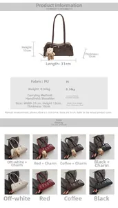 Detail view of the sleek Boston bag with dimensions 31x13x10cm and weight 0.34kg