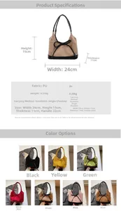 Spécifications de taille et options de couleurs pour ce sac cabas en cuir PU