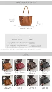 Detailed size chart and multi-color options for large minimalist PU leather tote bag