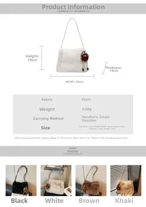 Tableau des tailles pour sac en fausse fourrure: largeur 28cm, hauteur 19cm, 14cm