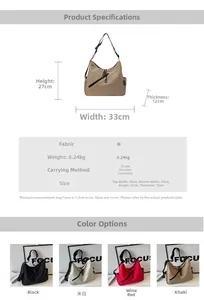 Detailed size specifications and color options for large capacity canvas messenger bag