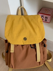 Women Canvas Casual Color Block Backpack Lightweight Contrast Color School Bag College Student Fashion Daypack Rucksack