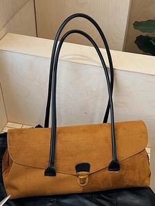 Women Retro Suede Shoulder Bag Minimalist Underarm Bag With Metal Buckle Large Capacity Frosted Leather Tote Bag For Daily Use