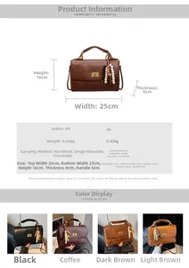 Dimensions détaillées et options de couleurs pour le sac à main en cuir PU minimaliste