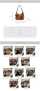 Detailed chart showing SPU dimensions and multi-color options for the vintage hobo bag