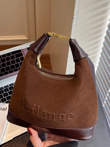 Sac à Épaule Dumpling en Suède Patchwork Similicuir pour Femmes Sac à Main Urbain Tendance Sac Bandoulière Polyvalent Quotidien