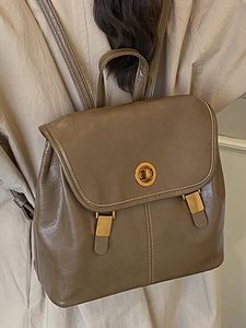 Sac à dos vintage en cuir PU marron avec boucle pour voyage quotidien de femme