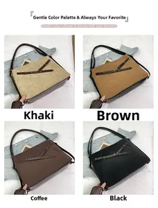 Quatre couleurs de grands sacs fourre-tout en daim avec boucle en V vintage