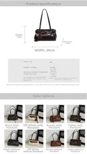 Vue détaillée du sac à bandoulière en similicuir marron avec boucle métallique chic