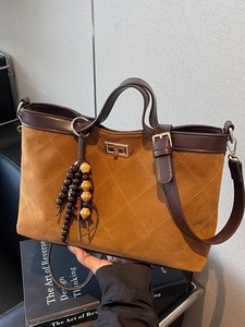 Vintage Damen Wildleder-Optik Gesteppt Umhängetasche Mit Holzperlen Quaste Leopardenmuster Crossbody Tote Bag Für Alltag