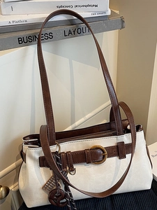 Sac Sous le Bras en Cuir PU Minimaliste de Style Coréen Pour Femmes Grande Capacité Sac à Épaule Rétro Avec Pendentif Amovible Sac Fourre-Tout Pour Navetteurs