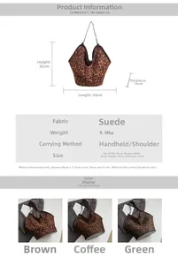 Infographic showing dimensions 45x35x19cm for large leopard print suede tote bag