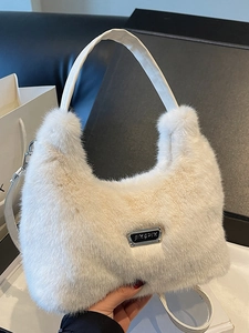 Sac à Main en Peluche Fausse Fourrure pour Femme Sac à Épaule Doux Automne Hiver Hobo Décontracté Avec Bandoulière Sac à Main Élégant