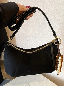 Borsa Sottobraccio in Scamosciato Vintage per Donna Borsa a Tracolla Hobo Minimalista Con Ciondolo in Perle di Legno
