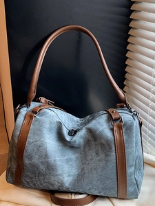 Vintage Large Capacity Boston Pillow Bag PU Leather Solid Color Casual Shoulder Bag Versatile Crossbody Bag Women Handbag Tote