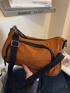 Women Retro Casual Canvas Shoulder Bag With Letter Embroidery Simple Fashion Daily Crossbody Bag Lightweight Square Handbag