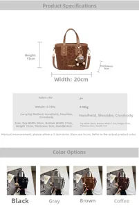 Spécifications de taille pour sac seau en PU léopard avec charm en peluche